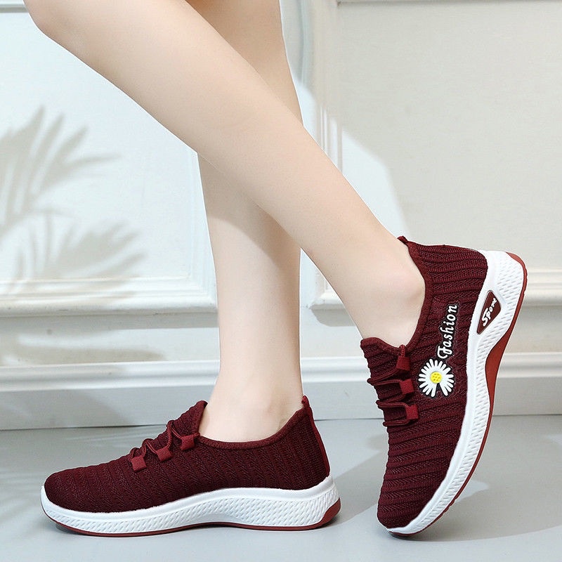 SHOEGALLERY LV0002 Sepatu Wanita Motif Bunga Import Sneakers Wanita Rajut Korean Style