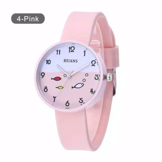 Jam Tangan Anak Cewe/Cowo Sekolahan Fashion Korea Smile Fish Rubber