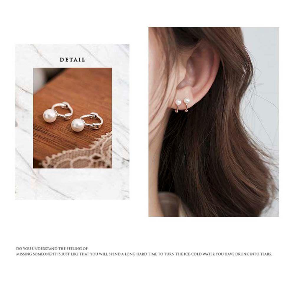 Mxbeauty Anting hoop Mutiara Fashion Vintage Wanita Berlapis Perak/Emas Perhiasan Telinga Lady Metal Lingkaran earrings