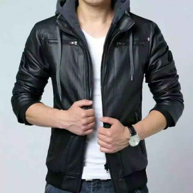 NEW Jaket Kulit Kupluk Hoodie