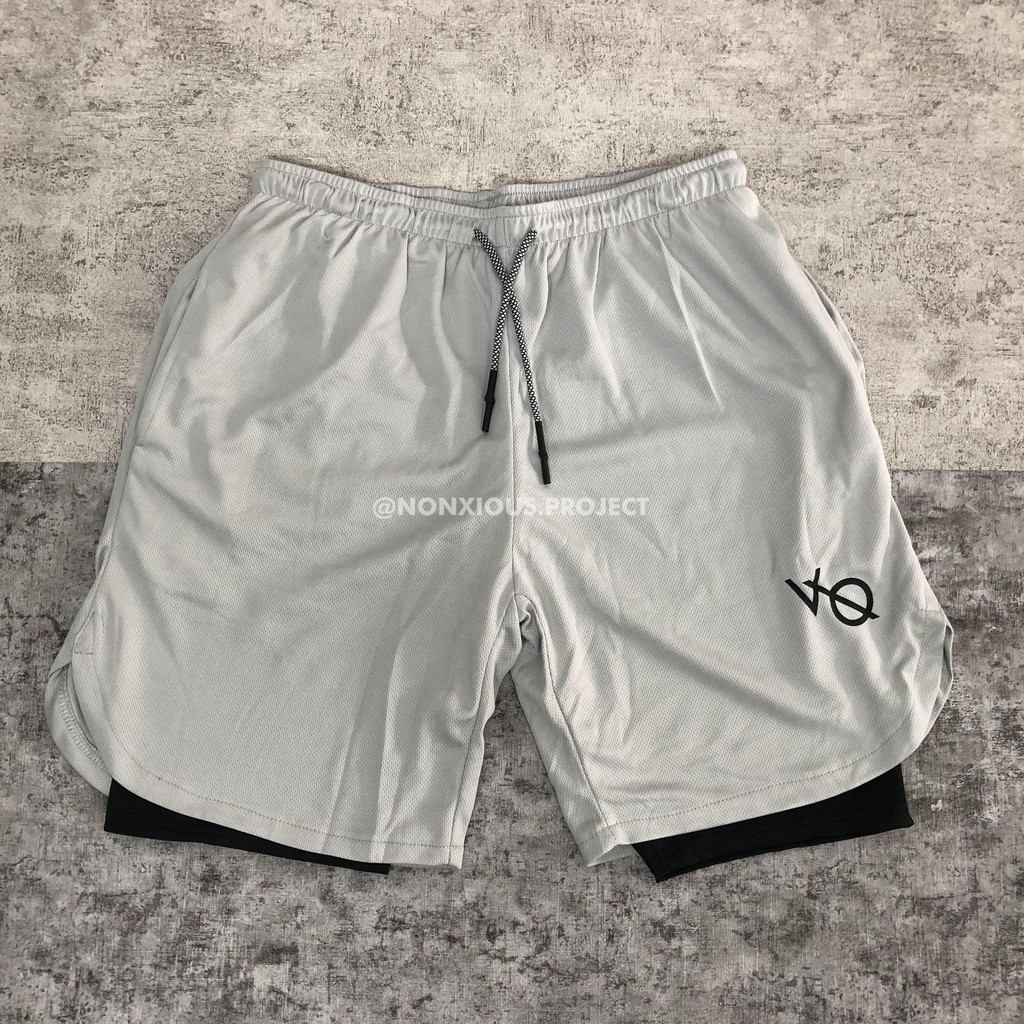 Vanquish Double Inner Shorts Dark Grey-White/Celana Gym Vanquish