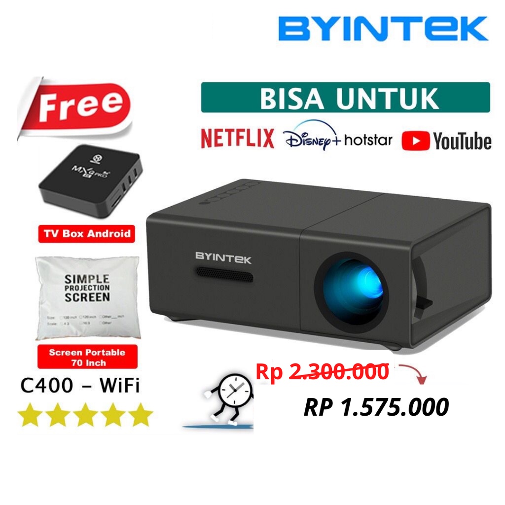 PENAWARAN TERBATAS Proyektor C400 WiFi Original Byintek