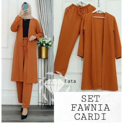 TERBARU 2021 BAJU SETELAN KERJA KANTOR MUSLIMAH JUMBO LD 114 XL SET CARDYGAN KULOT HIJABER KEKINIAN