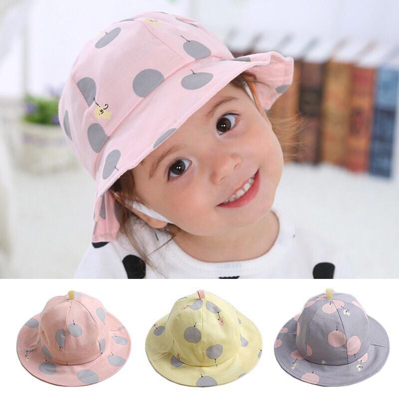 Topi Bucket Anak Motif Polkadot / Topi Anak Perempuan (Usia 2-8Tahun)