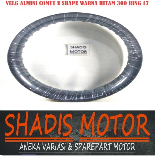 Velg Almini Merk Comet Model U Shape Ukuran 300 Ring 17 Warna Black - Hitam Velg Jari Jari Motor