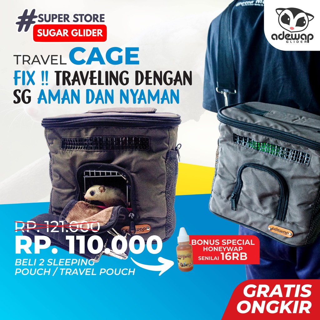 ADEWAP GLIDER Tas + Kandang Sugar Glider Travel Cage