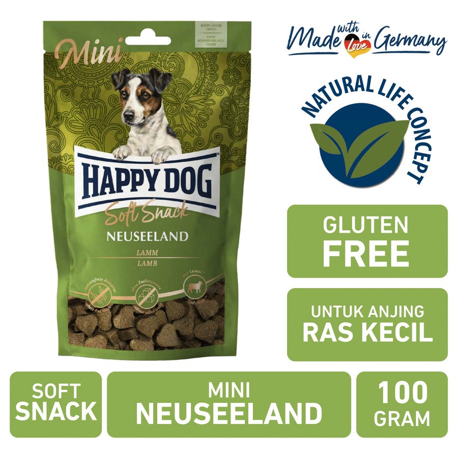 Happy Dog Soft Snack Mini Neuseeland 100 gr Cemilan Anjing Kecil 100gr