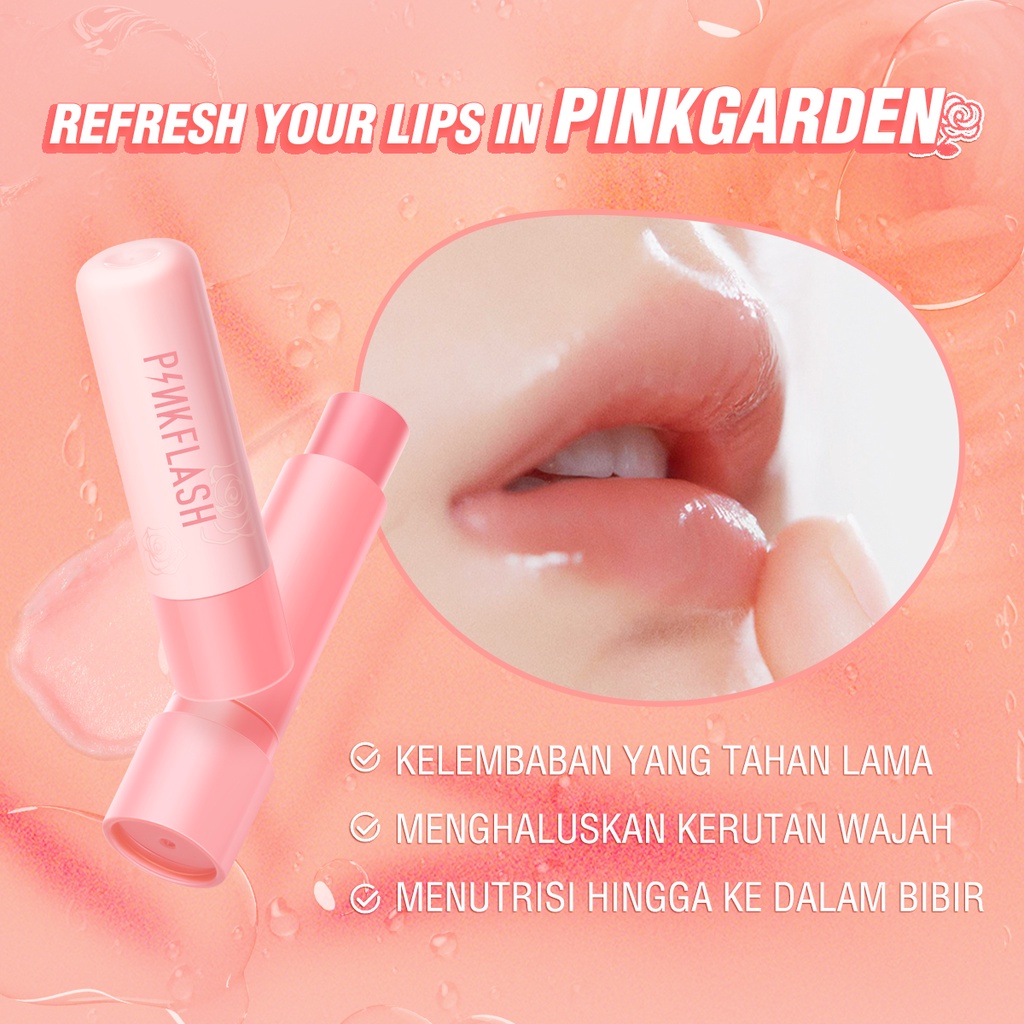 PINKFLASH #PinkGarden Plant Oil-Based Lasting Moist Lip Balm Lip Care Deep Hydration 4 Natural ingredients Repair Nourish Reduce Wrinkles