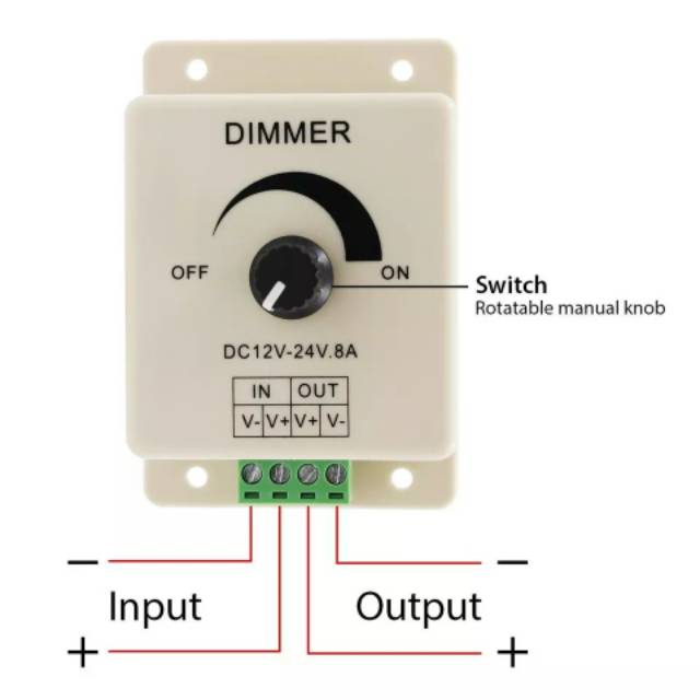 dimmer dc LED Dimmer Switch 12-24V 8A dapat disesuaikan Brightness lampu