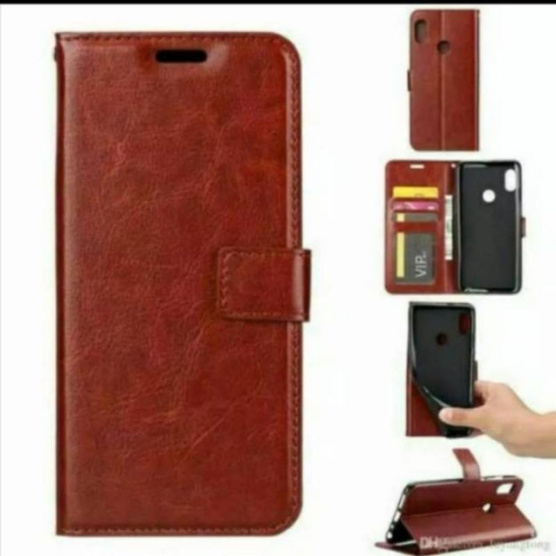 Vivo Y71 Leather Case Flip Cover Casing Sarung Dompet Wallet Kulit