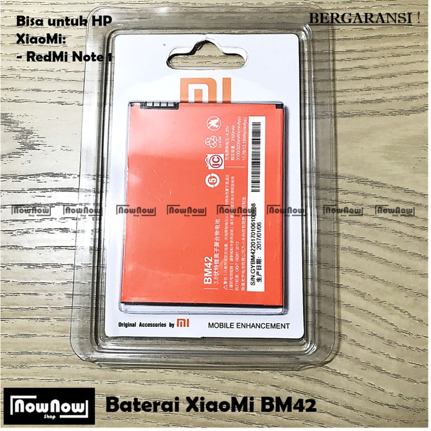 Baterai XiaoMi Redmi Note 1 BM42 Original Batre Batrai Battery HP