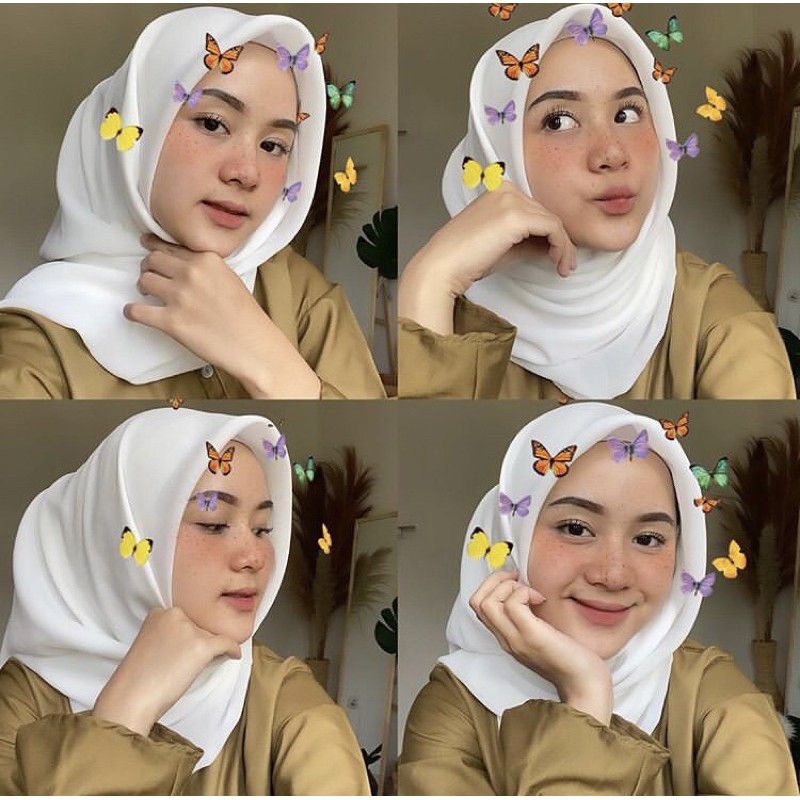 Hijab segi empat Bella sguare putih tulang
