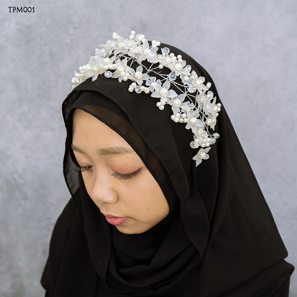 [TOKO TERPERCAYA] SETELAN TIARA SET WEDDING HIJAB MODERN AKSESORIS SILVER TPM001