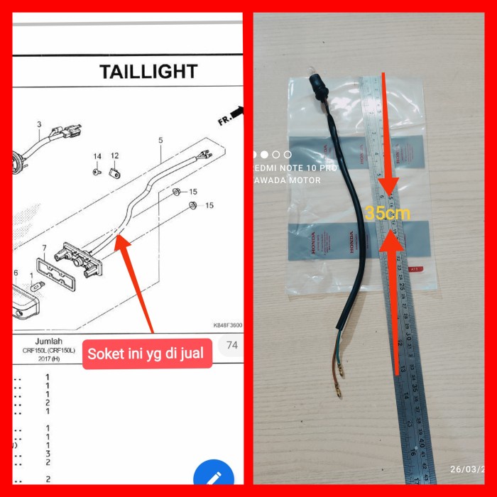 SOKET FITTING LAMPU PLAT NOMOR BELAKANG HONDA MEGAPRO NEW MEGAPRO FI