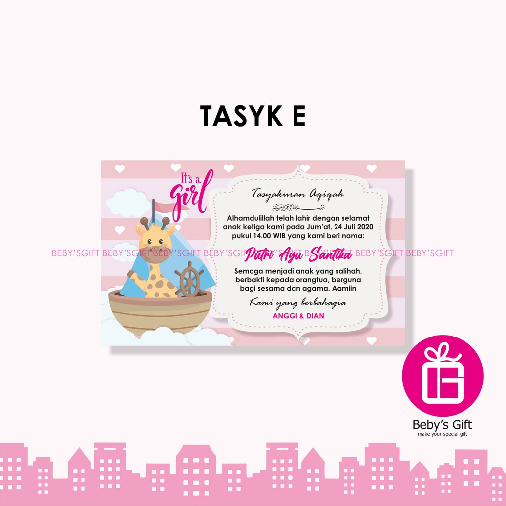 Kartu Box Nasi Tasyakuran Kelahiran Bayi Aqiqah Anak Selapanan Khitan-TASYK E