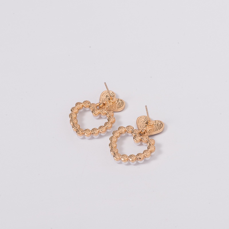 Anting Tusuk Gantung Bahan Sterling silver 925 Desain Hati + Mutiara Gaya Korea Untuk Wanita