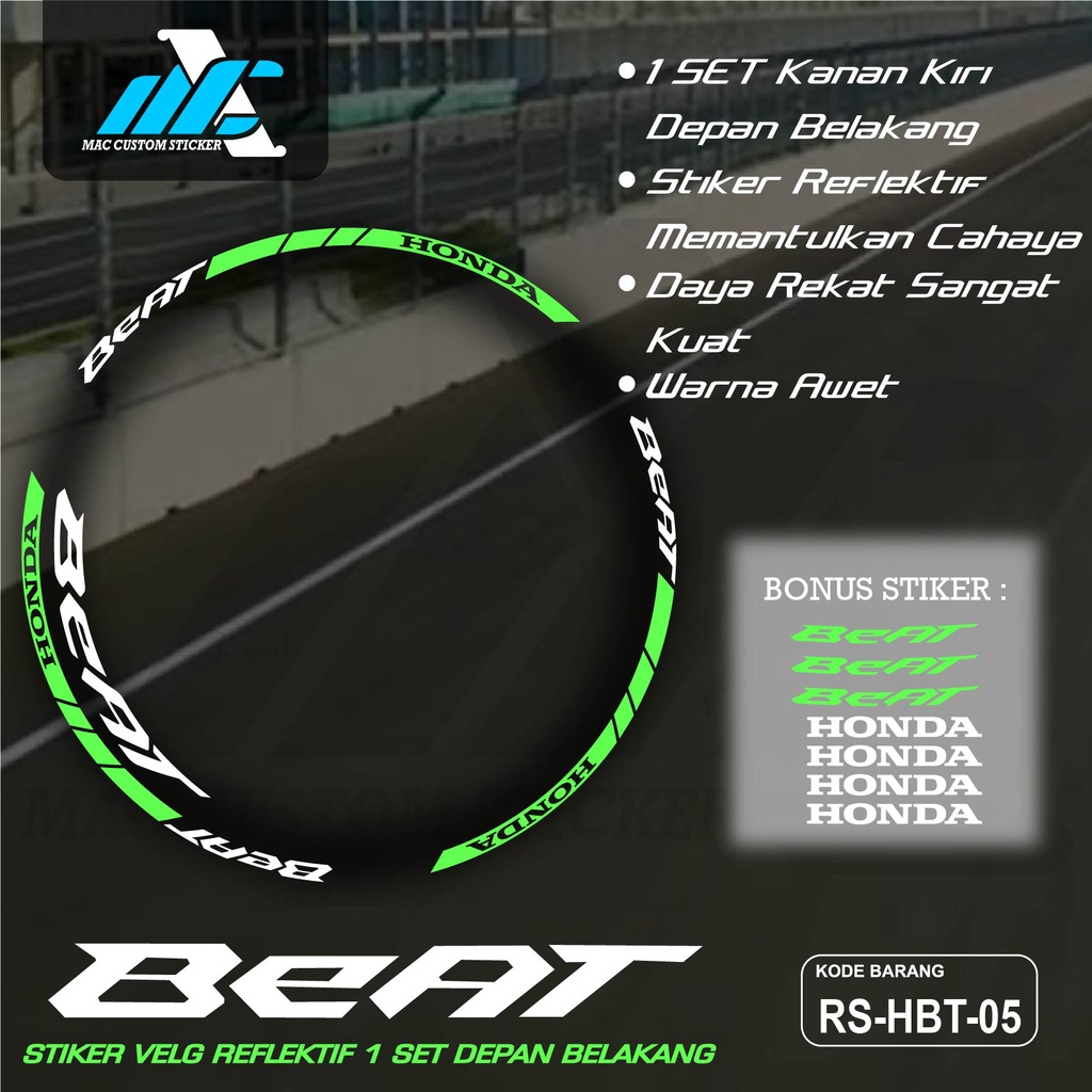 CUTTING STIKER LIS VELG BEAT - AKSESORIS STIKER PELEK RODA BAN BEAT REFLEKTIF - RS HBT 05