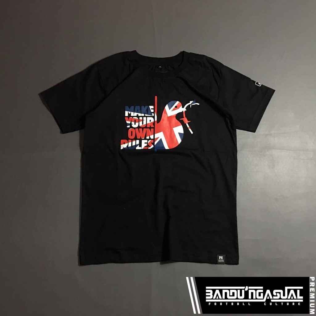 T-SHIRT PEACEFULL HOOLIGAN FLAG UK (BLACK)