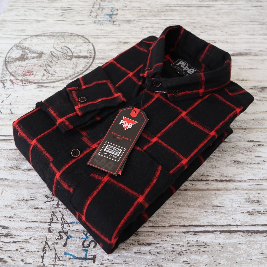 kemeja flanel lengan panjang pria slimfit hem pria kasual kemeja flanel pria brand lokal kualitas premium