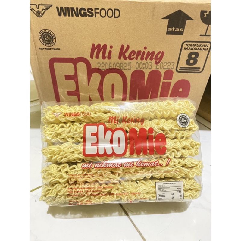 

Eko mie kering kemasan 600gr isi 10pcs harga murah