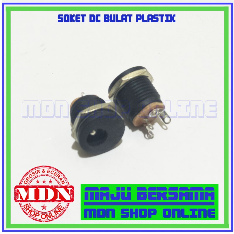 Soket Sasis Female Dc Bulat untuk jack 5.5mm x 2,1mm Plastik