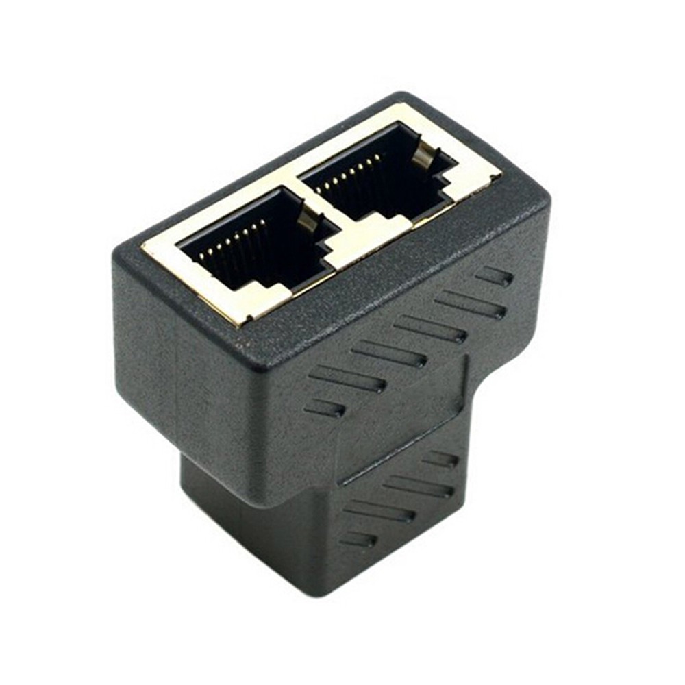 RJ45 LAN Ethernet Network Connector Splitter 1 to 2 - DN0190 - Black