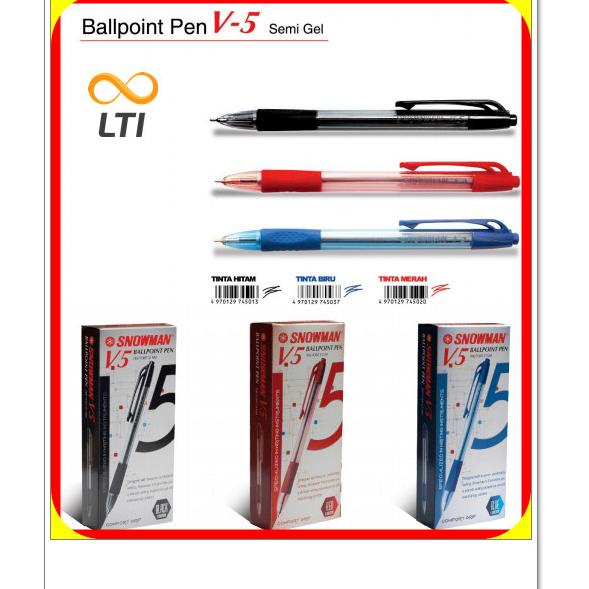 

$$$$] Ballpoint / Pulpen / Bolpen SNOWMAN Termurah V-5 Semi Gel- HITAM