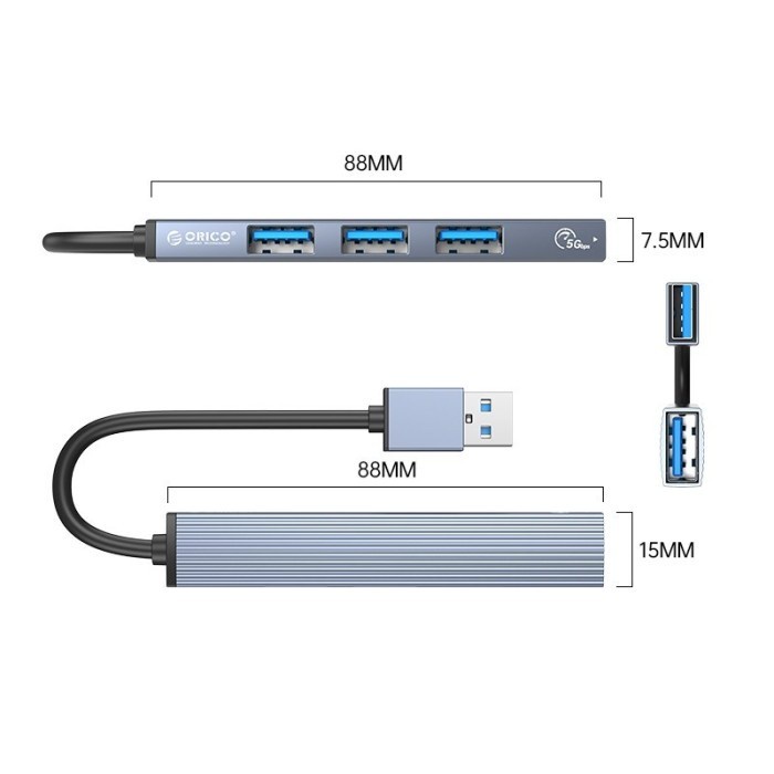 USB 3.0 Hub 4 Ports ORICO AH-A13 USB 3.0 5Gbps 2.0 480Mbps
