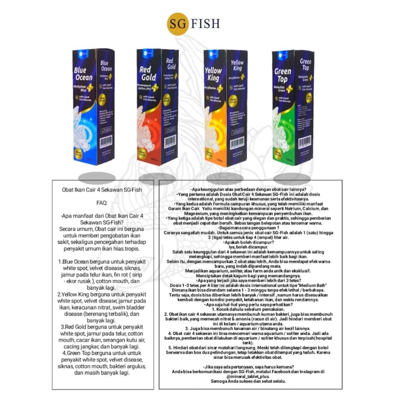 SG Fish Yellow King Acryflavine Obat Ikan 100ml