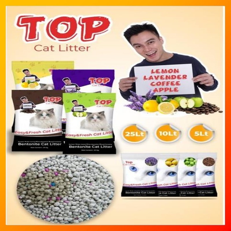 Pasir Kucing Wangi Gumpal TOP Clumping 25Liter Cat Litter Murah Bagus