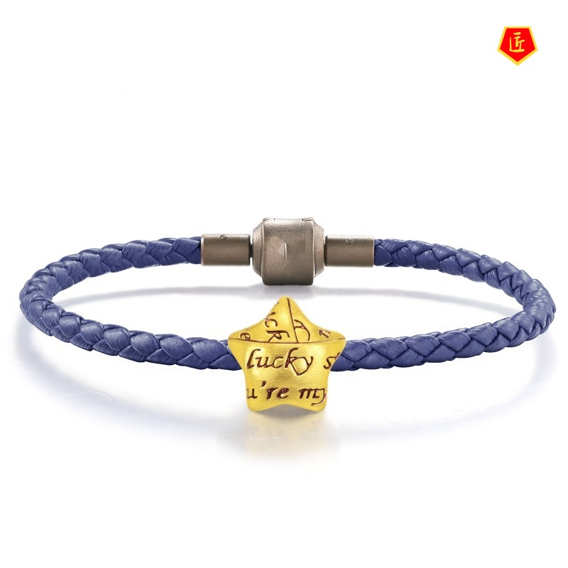 [Ready Stock]3D Gold Lucky Star Letter Bracelet