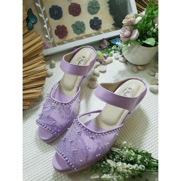 rafaizoutfit sepatu wanita cantik alissa lilac tinggi 5cm kaca