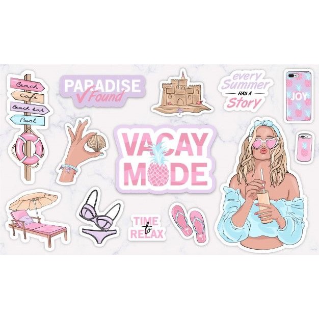 STIKER TUMBLR AESTHETIC SET / Stiker Pack Aesthetic /Stiker Hp Laptop/ Sticker Tumblr-Vacay Mode