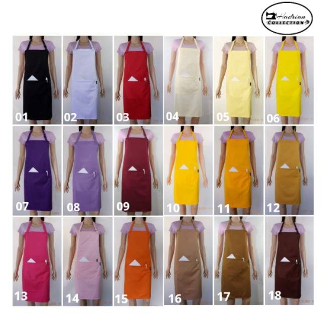 Celemek Apron Polos 42 Varian Warna Celemek pria wanita,Celemek masak,Celemek dapur,Celemek kitchen