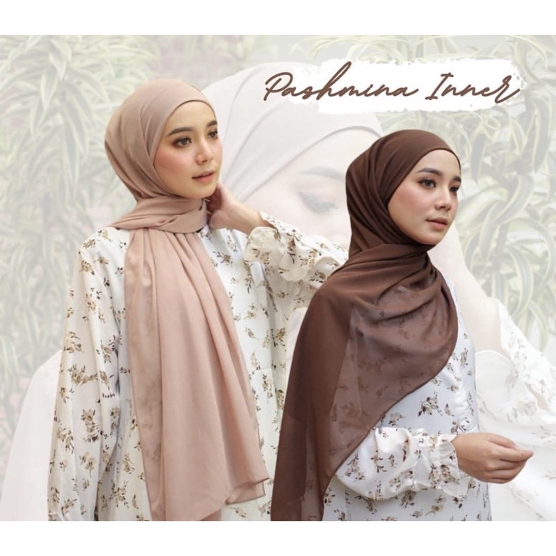 Pashmina Inner 2 IN 1 bahan adem Ceruty Baby Doll Super Premium