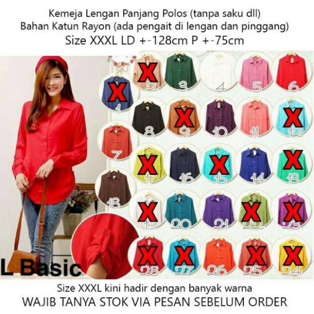 Kemeja Wanita Jumbo LD 128cm XXXXL DINZLIE