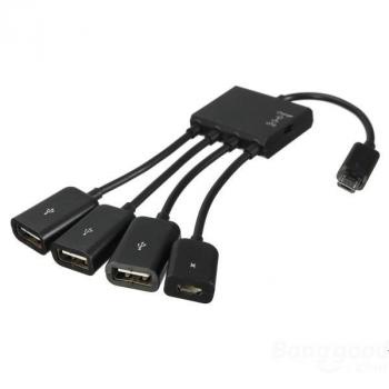 Kabel Micro USB OTG Hub 4 in 1 Data Cable &amp; Charge - M3H4