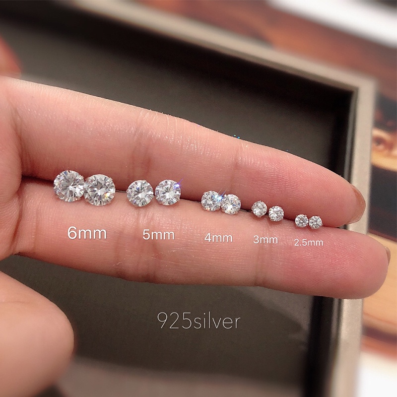 Anting Tusuk Sterling Silver 925 Dengan Batu Zircon Klasik Untuk Wanita