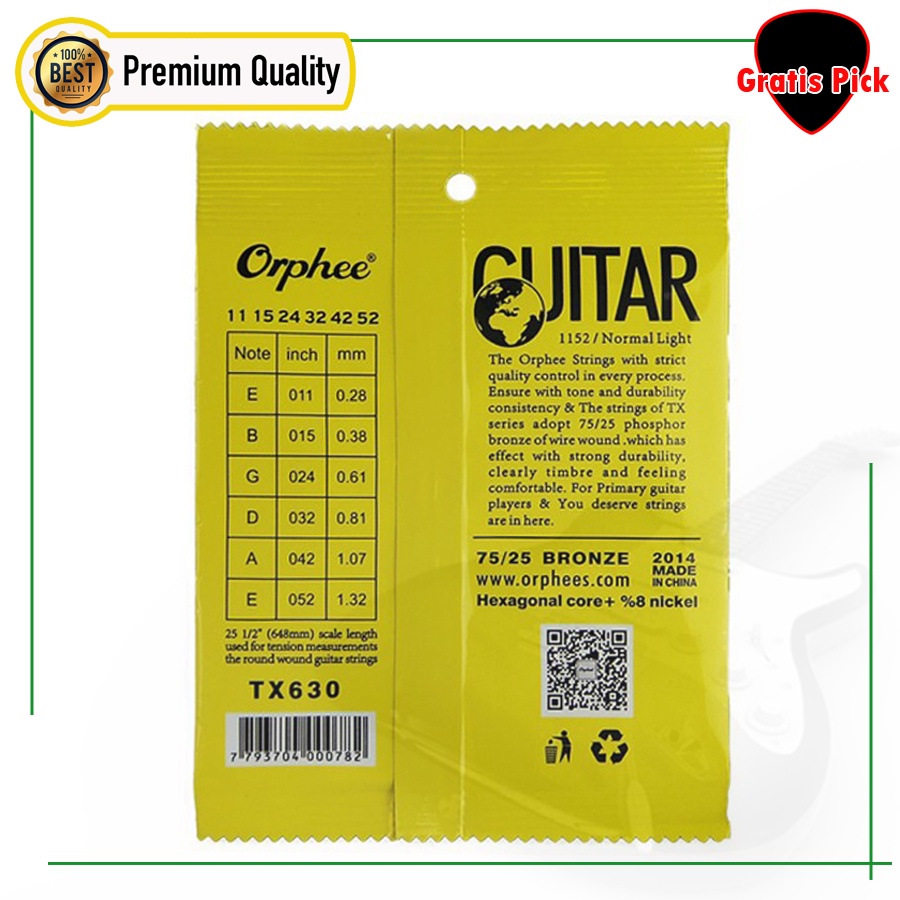 senar gitar akustik 011 acoustic guitar strings orphe TX 630