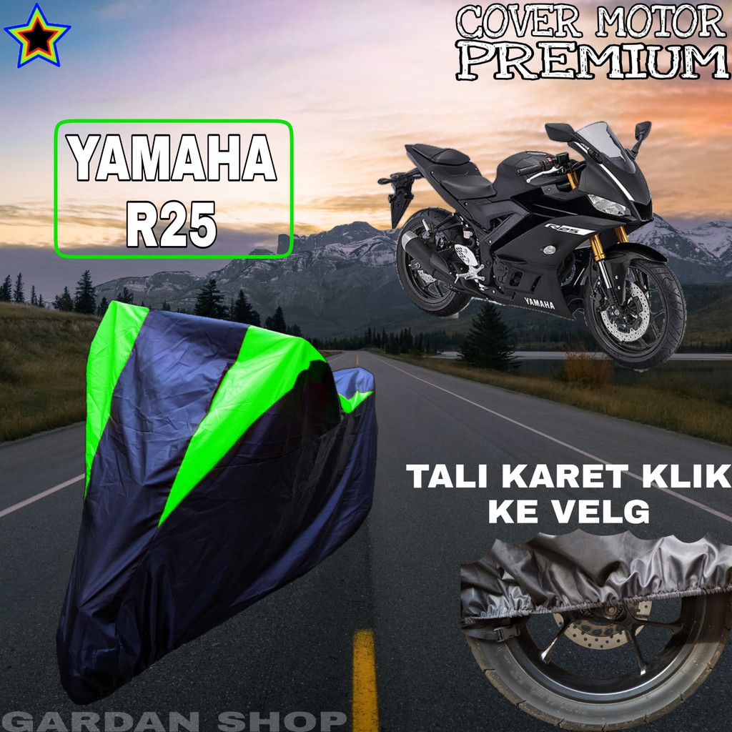 Sarung Motor YAMAHA R25 Hitam HIJAU Body Cover Penutup Pelindung Motor Yamaha PREMIUM