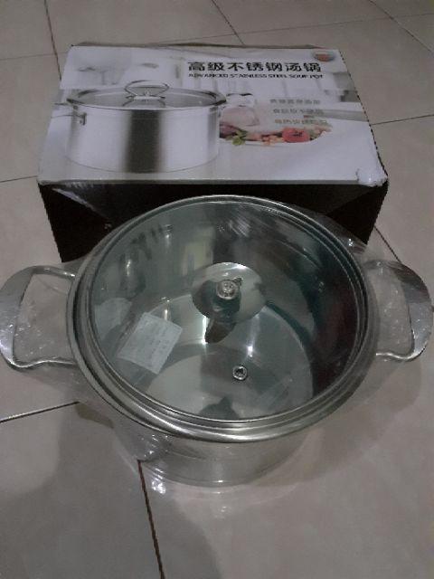 Panci Advanced Stainless Steel Tebal Soup Pot 20 Cm Tutup Kaca