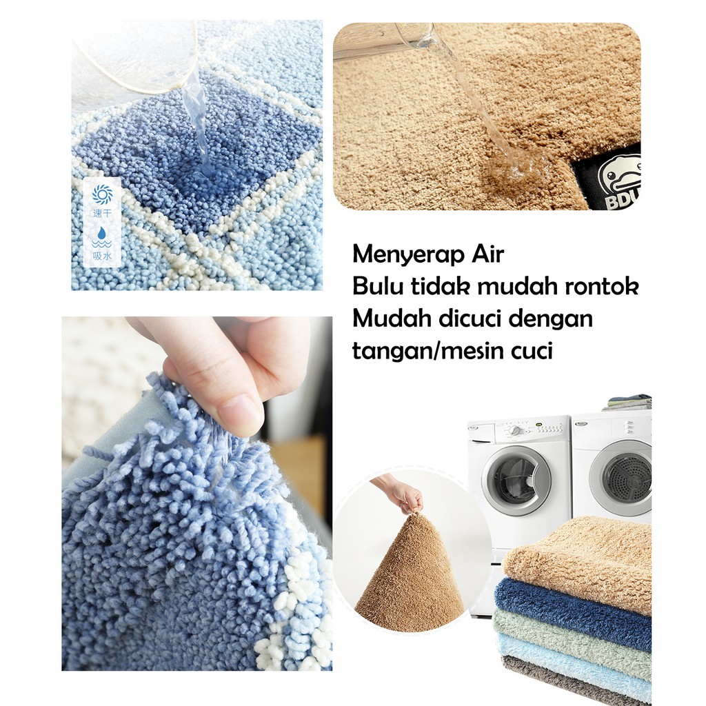 Keset microfiber anti slip floor mat carpet polos warna warni