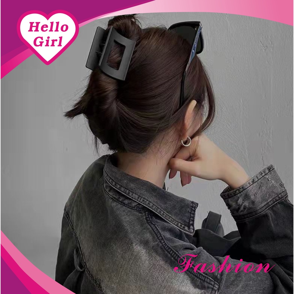 (Hello Girl)F89 Jepit Rambut Wanita Women Hair Claw Kotak Doff&amp;Glossy Import