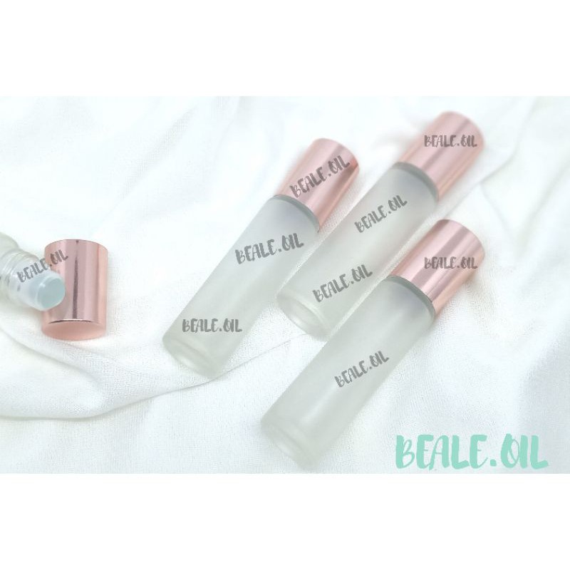 Botol Roller Kaca Frosted Doff 10ml Tebal Tutup Rosegold roll on rollon tebel essential oil