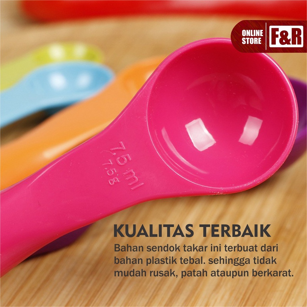 Sendok Takar Set 5 in 1 Takaran Plastik Warna Serbaguna Bumbu Dapur Measuring Gram Spoon Baking