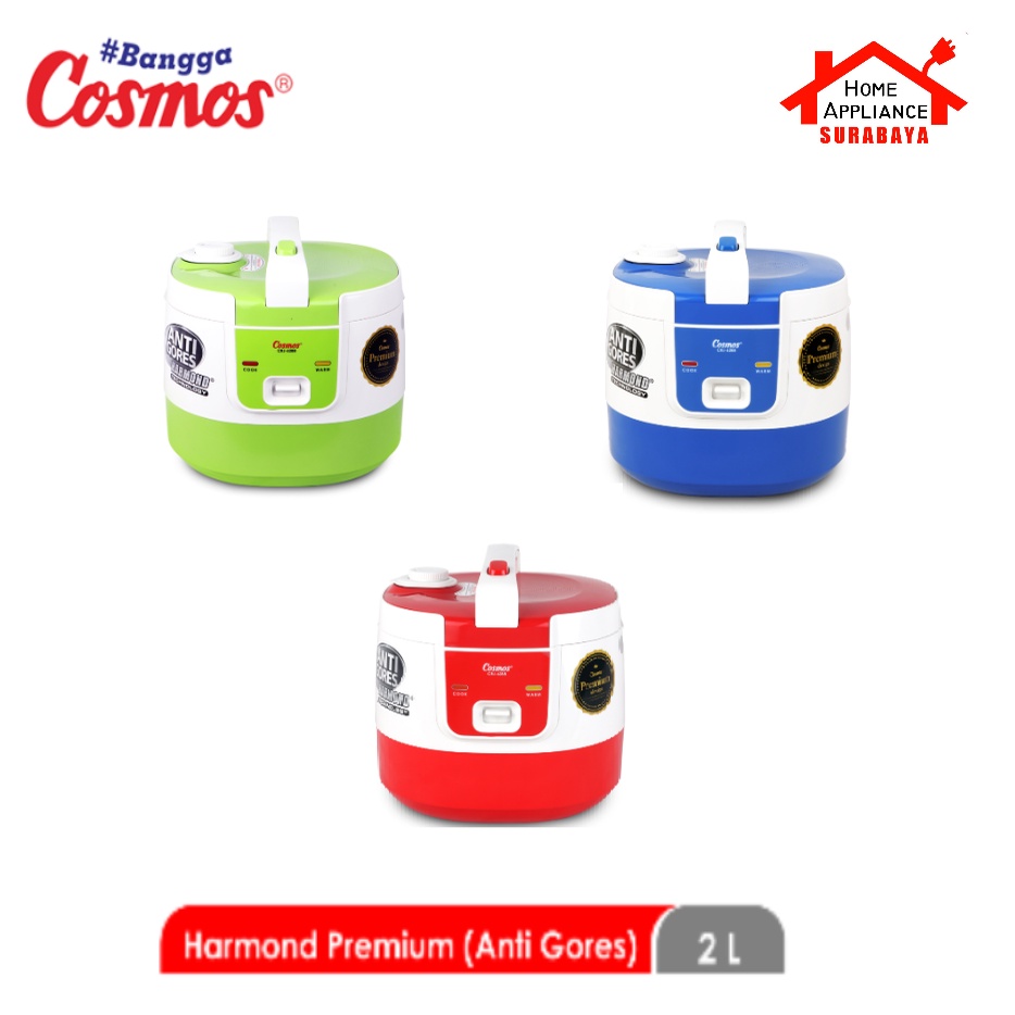 Rice Cooker Magic Com Cosmos Harmond Anti Gores 2 Liter CRJ-6288 / CRJ 6288 R G B - Merah Hijau Biru