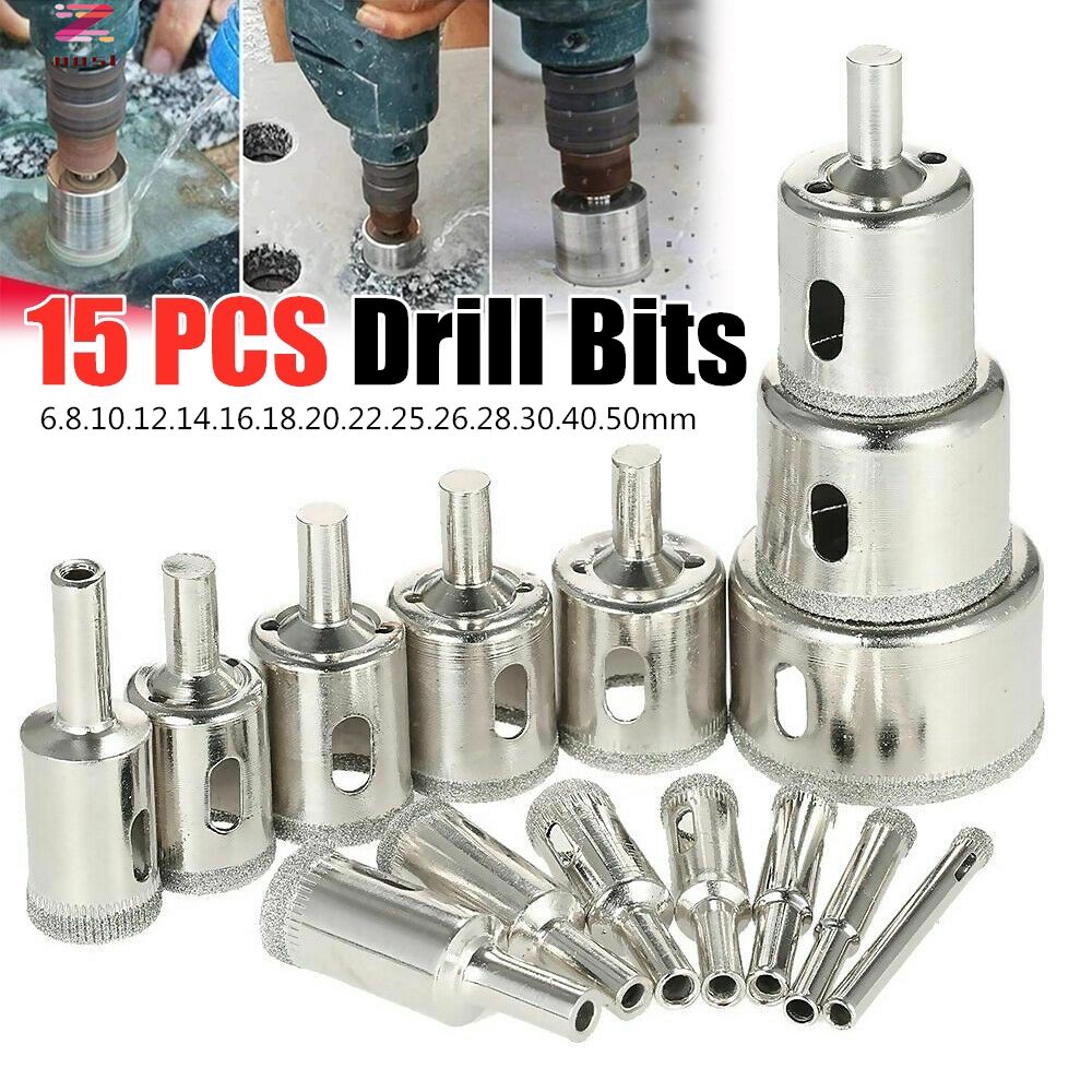 15pcs Set Diamond Hole Saw Drill Bits Glass Ceramic Tile Saw Cutting Tool 6 50mm Qusl Shopee Indonesia