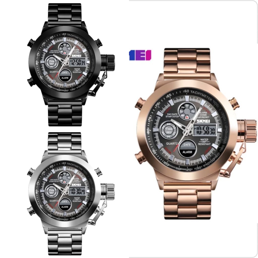 PENGIRIMAN INSTANT - Jam tangan pria skmei 1515 original rantai dual time