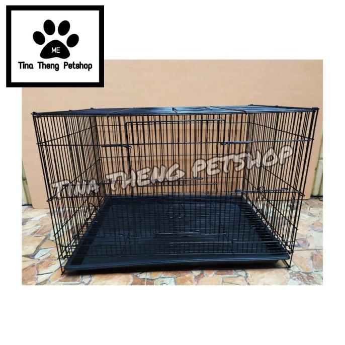 Kandang Kucing Anjing 60x40x40cm Kandang Besi Lipat Kucing Kelinci - Hitam