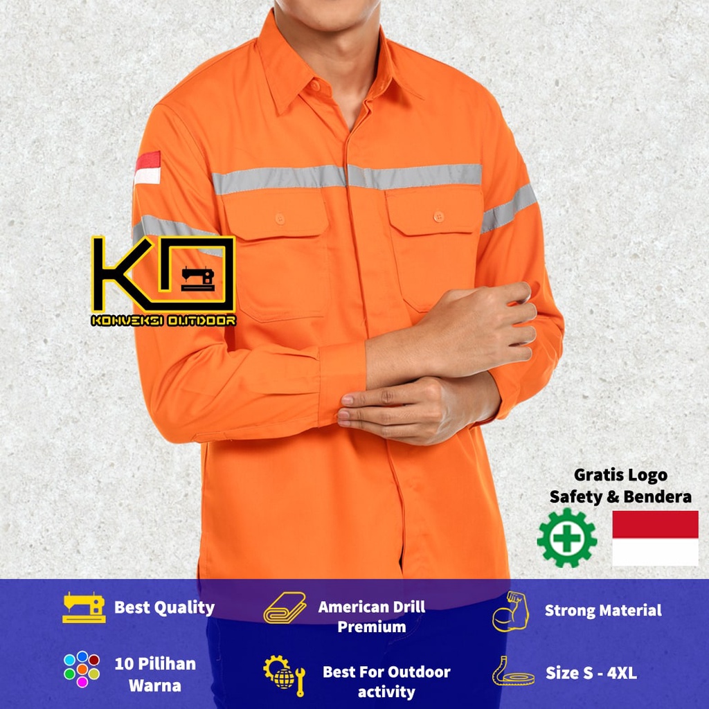 JUMBO - KEMEJA WEARPACK BAJU SAFETY K3 OUTDOOR INDOOR 3XL 4XL - Seragam Kemeja Kerja Lapangan Lengan Panjang Proyek Bangunan Tambang Alat Berat PLN Enginer Instalasi Mesin werpek sefti Scotlit Khusus Jumbo XXXL XXXXL Konveksi Outdoor